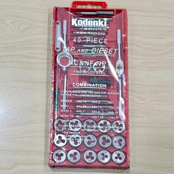 Kodenki 40Pcs Mata Tap Die Set Hand Tap+Mata Snei Set