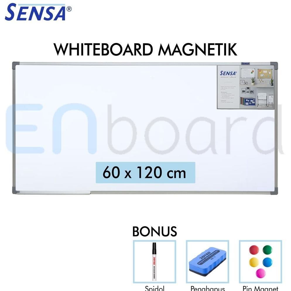 

BACK TO SCHOOL PAPAN TULIS WHITEBOARD / WHITE BOARD GANTUNG MAGNET SINGLE FACE SENSA 60 X 120 CM