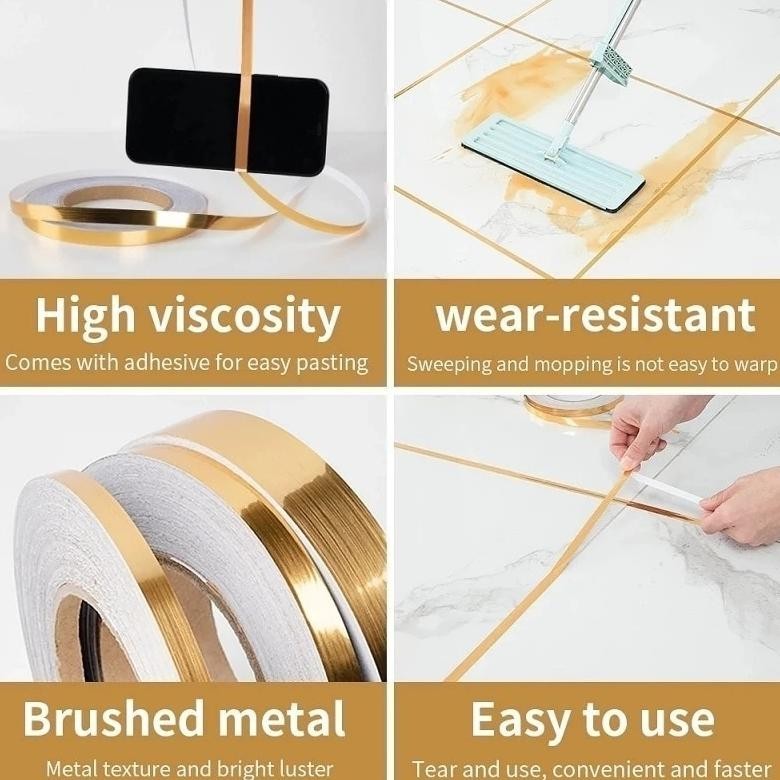 gd-5 STIKER LIST GOLD , SILVER HIASAN MOLDING DINDING DAN PEMBATAS NAT KERAMIK [50 METER] Murah