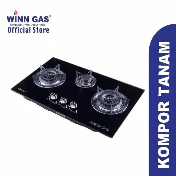 Kompor Gas Tanam 3 Tungku Kaca Winn Gas W-999