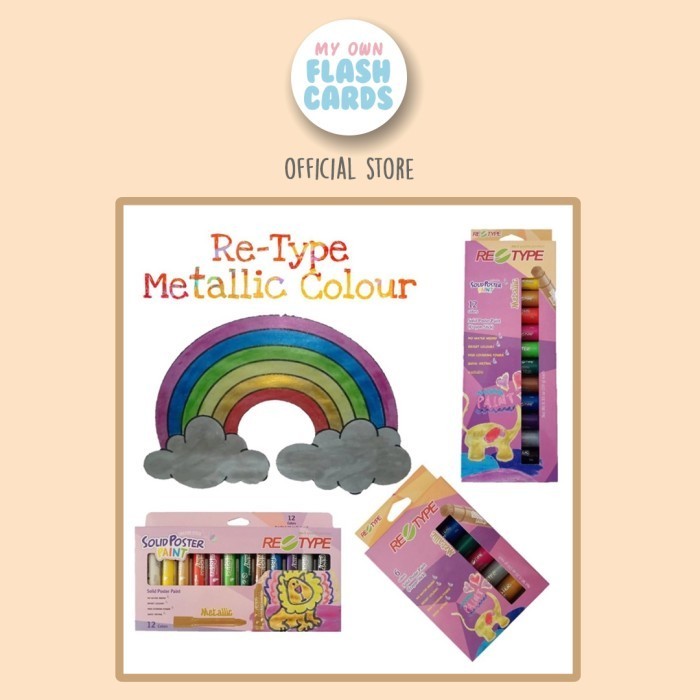 

ReType Metallic Color Solid Poster Paint Kids Safe Crayon Cat Anak