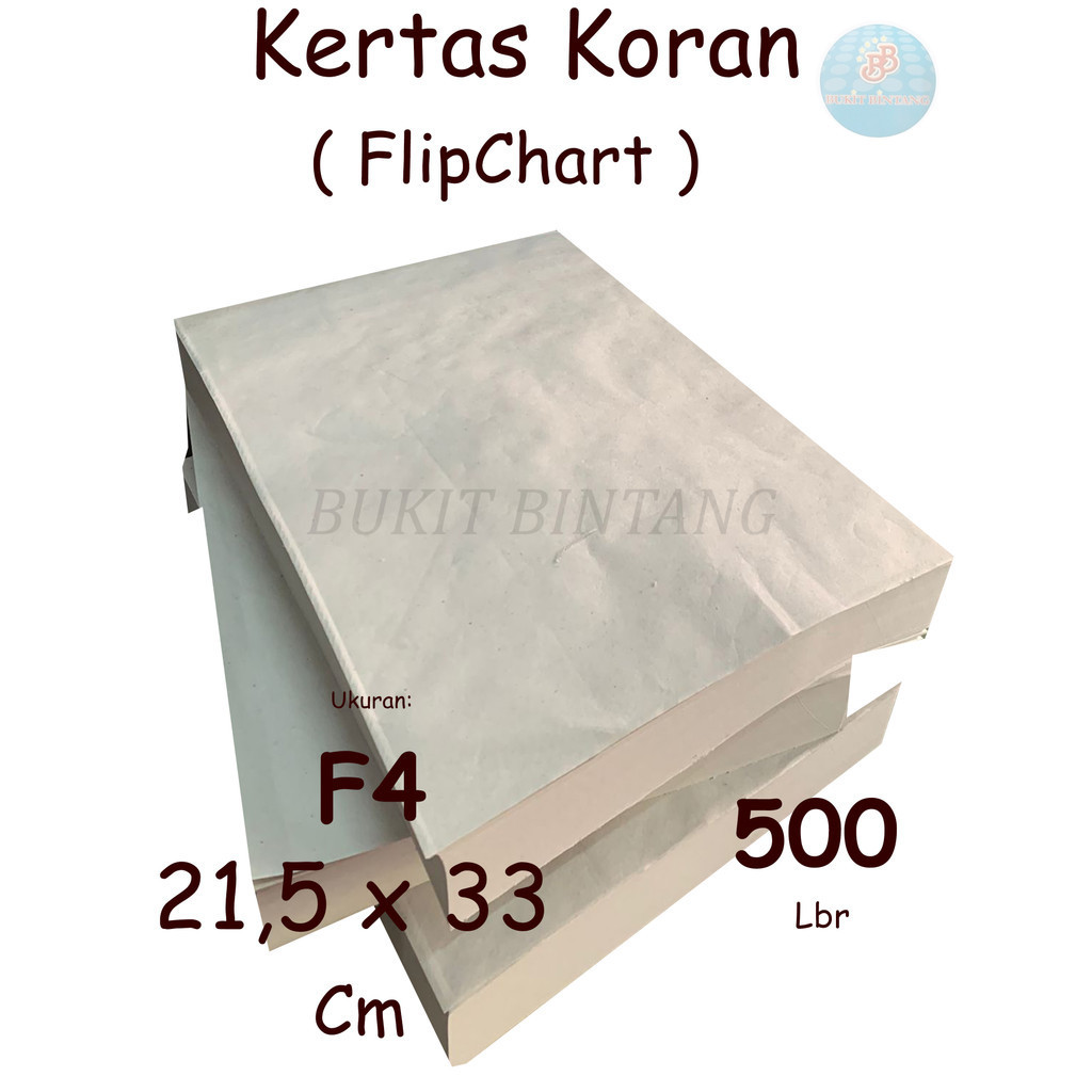 

Kertas Koran / Stensil / FlipChart 55 Gsm Ukuran F4 (21,5 x 33 Cm) , 1 RIM / 500 Lembar