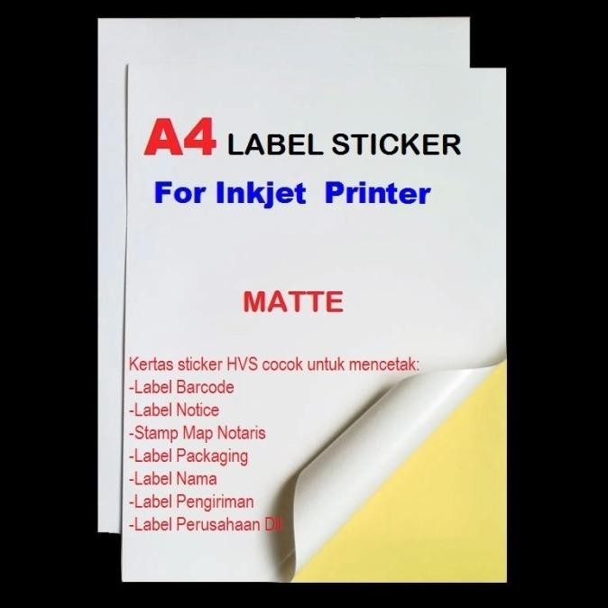 

KERTAS STICkER A4 FOR INKJET PRINTER isi 50 lembar