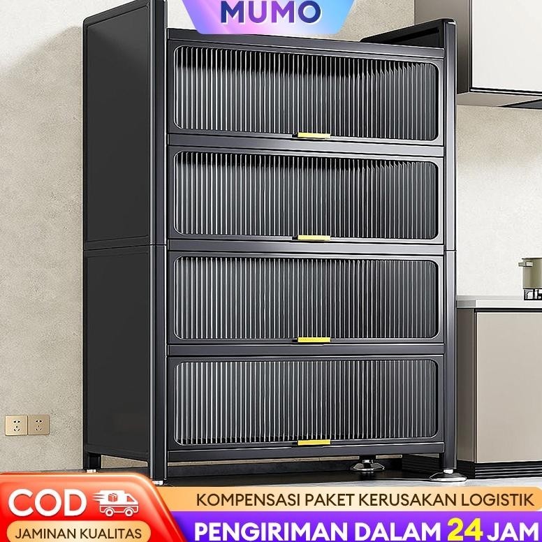 Lemari kabinet dapur Rak Kabinet Dapur Lemari Dapur Dengan Pintu  Lemari Piring Multi-layer Lemari P