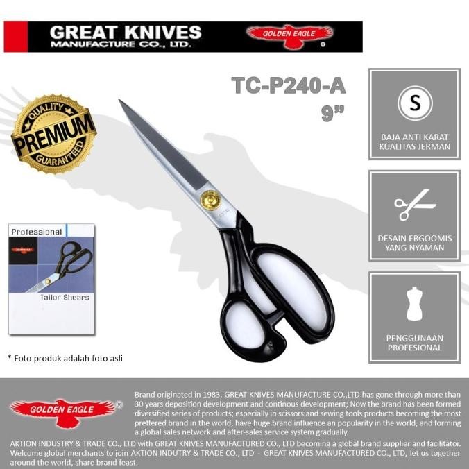 

Gunting Potong Bahan Kain Professional Golden Eagle 9 inch TC-P240-A