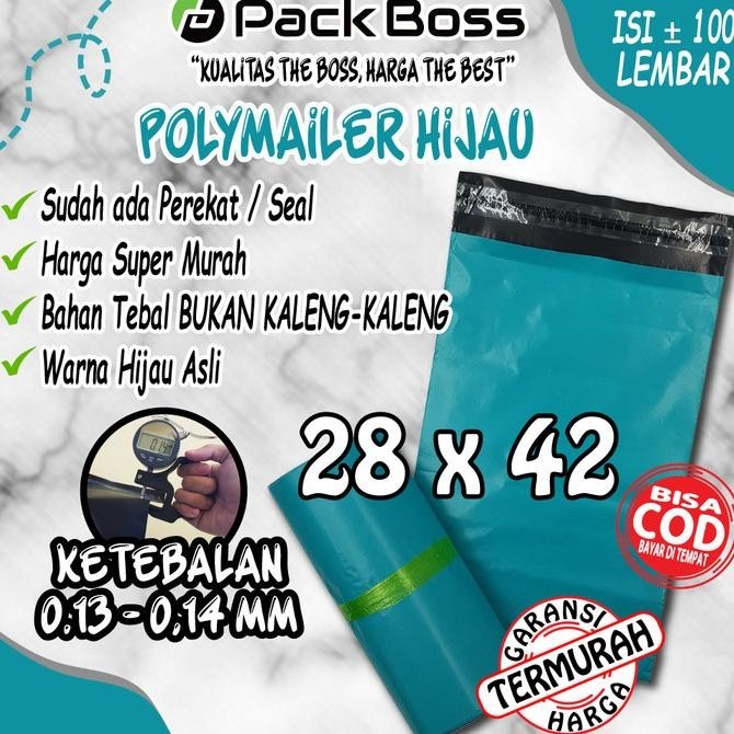 

Polymailer HIJAU TOSCA 28x42 (+/-100pcs) Packaging Plastik Online Shop