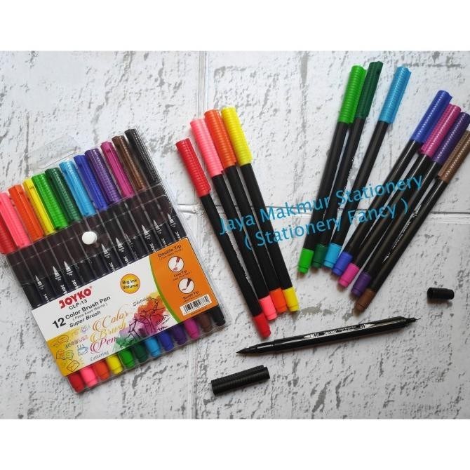 

Color brush Pen joyko dual tip jumbo set 12 warna CLP-13