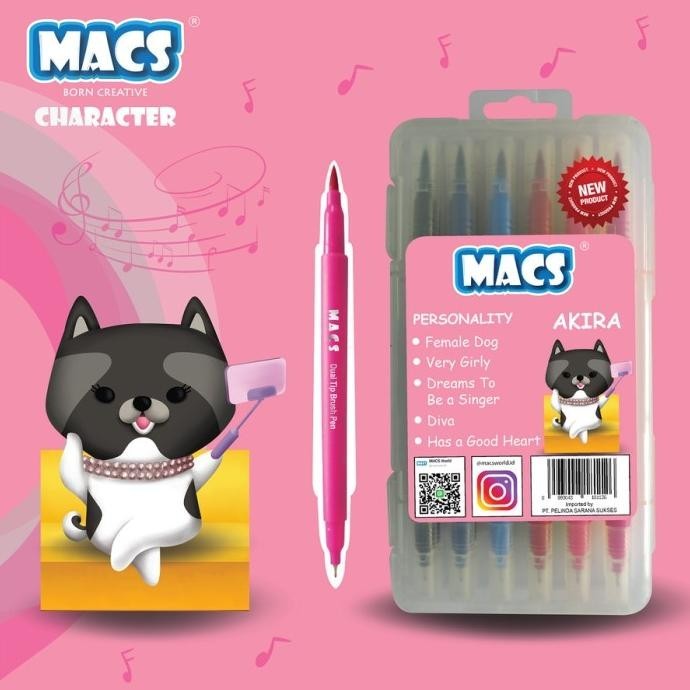 

Spidol MACS Dual Tip Brush Pen Marker Color 12 Warna