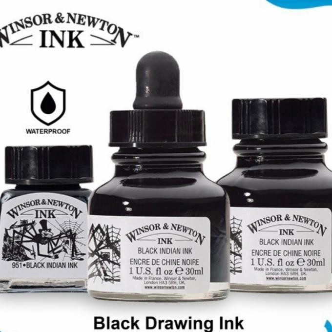 

WINSOR & NEWTON BLACK INDIAN INK TINTA CINA KALIGRAFI INDIA