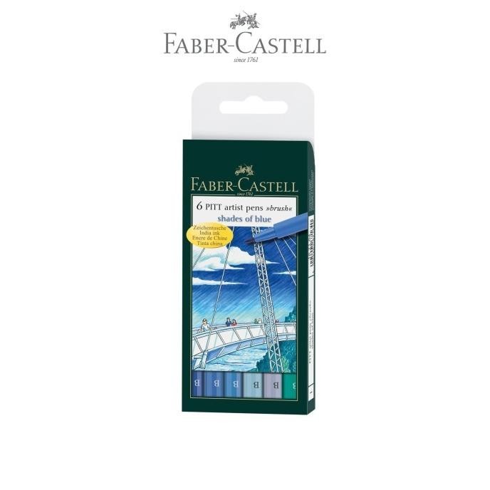 

Faber-Castell PITT Artist Pen Brush Shades Of Blue 6 Wallet