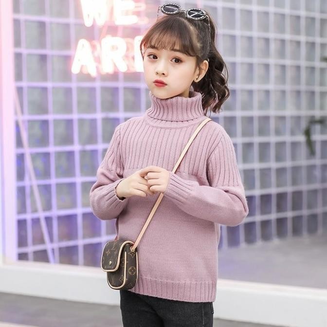 TERBARU - IMPORT ELLA KIDS TURTLENECK KNIT SWEATER WINTER OUTFIT OUTERWEAR ANAK