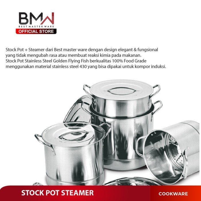 Panci Bmw 1 Set 4Pcs Stock Pot Steamer Panci Kukus Dandang