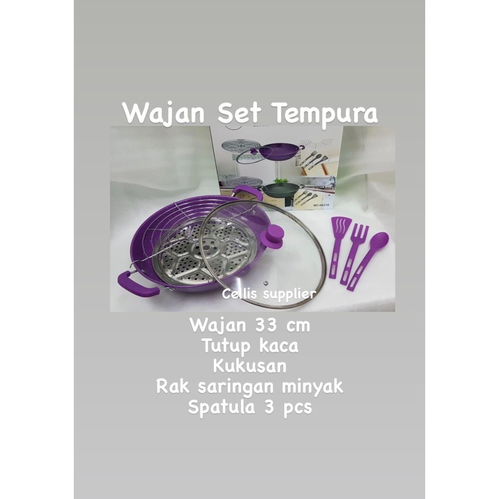 Wajan Set Tempura - Rak Goreng Tempura , Kukusan, Spata
