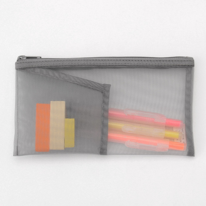 

Muji Nylon Mesh Pen case With Pocket Tempat Pensil