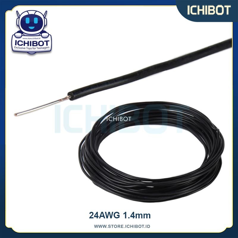 Hitam Kabel Jumper Pejal Single 24 AWG 1.4mm AWG24 Bredboard PCB