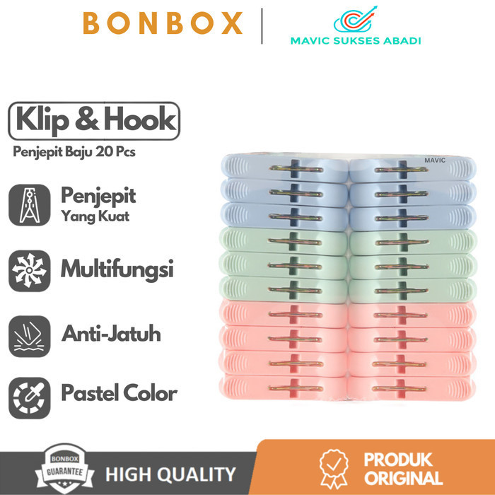 JEMURAN BAJU BONBOX BCH21204 KLIP CLIP JEPITAN BAJU PAKAIAN PENJEPIT JEMURAN 20PCS