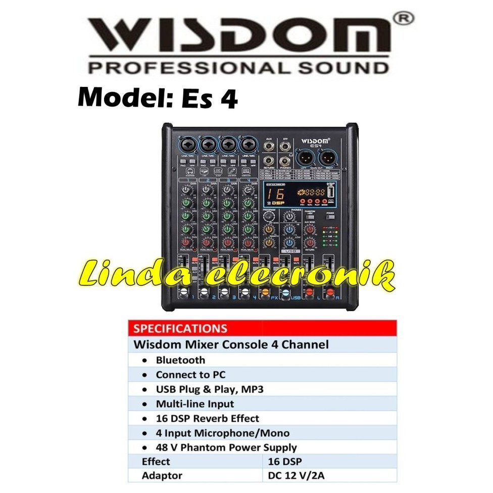 Mixer Wisdom Es4 Wisdom Es 4 4 Channel Original Garansi Resmi
