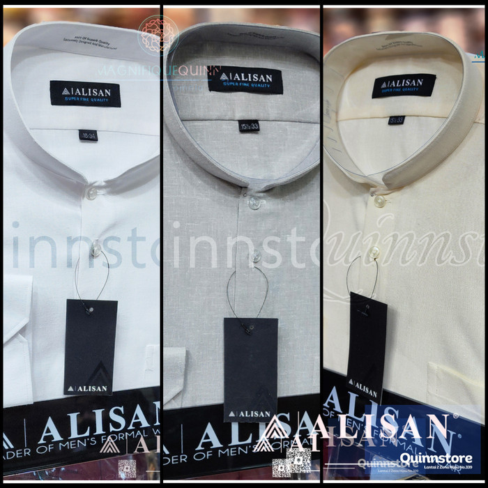 Alisan Kemeja Koko Polos Bahan Linen Lengan Panjang - Reguler