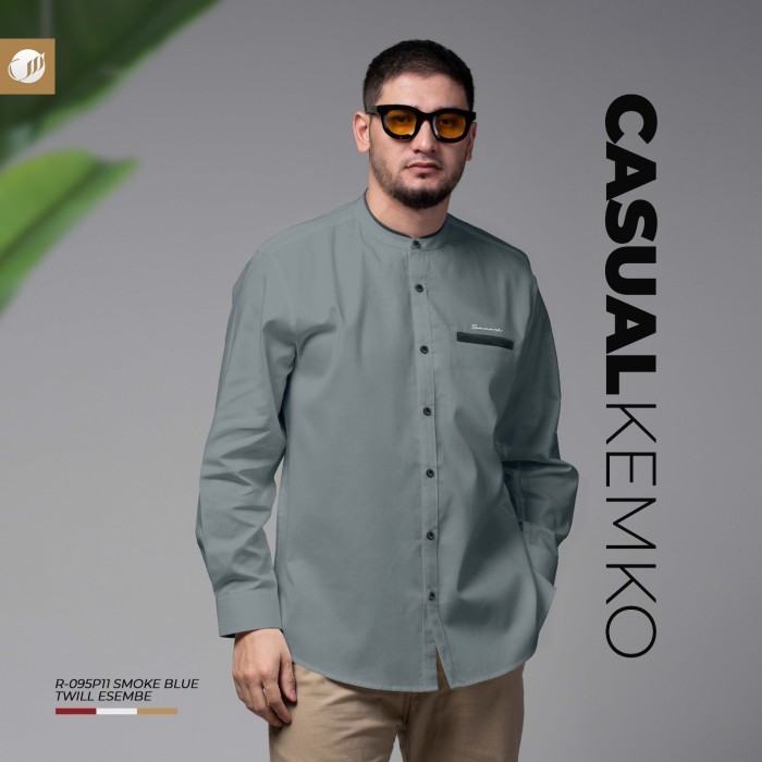 Samase Kemko Casual R095P Kemeja Koko Baju Pria Dewasa Lengan Panjang