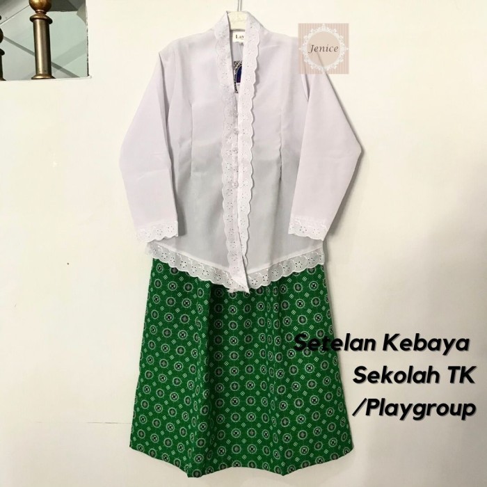 Setelan Kebaya Anak Putih Merah / Hijau Sekolah Tk Sd