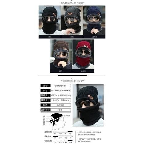 Topi Kupluk + Syal Topi Musim Dingin Pria/Wanita