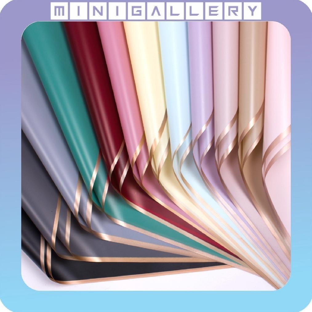 

20 Lembar Flower Wrapping Paper Varian List Gold Emas Kertas Buket Bunga Cellophane Florist Goldline B Sale