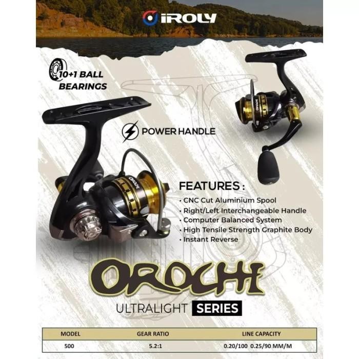 REEL SPINNING ULTRALIGHT POWER HANDLE MERK IROLY OROCHI UKURAN 800