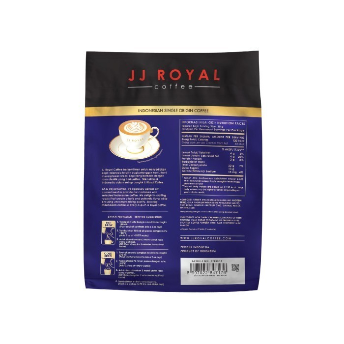 

Coffee/Kopi Jj Royal Kopi Tubruk Cafe Latte Bulk Bag 14 Sachets