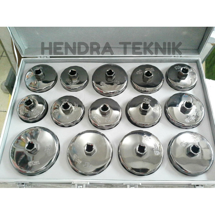 Kunci Filter Oli Mangkok Set. Oil Filter Cup Wrench Set Box Aluminium Star