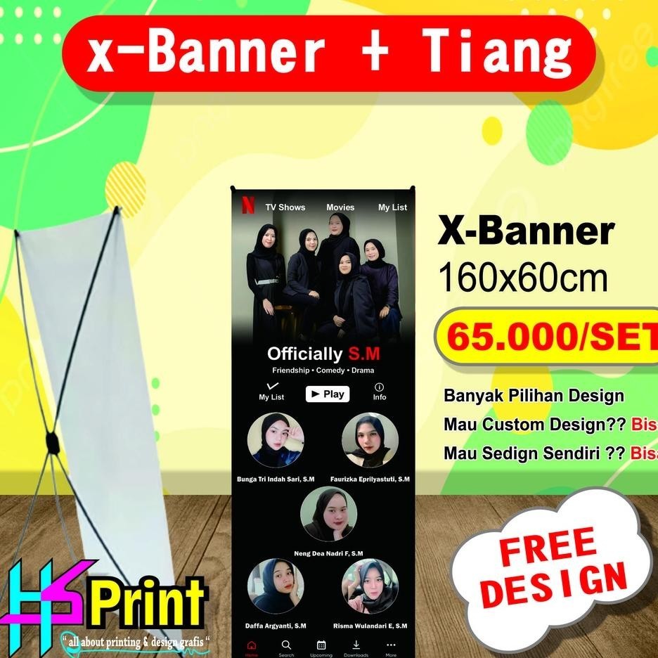 Cetak Paket Spanduk X Banner Dan Y Banner + Tiang Wisuda Wedding Olshop Ulang Tahun Agustusan Custom