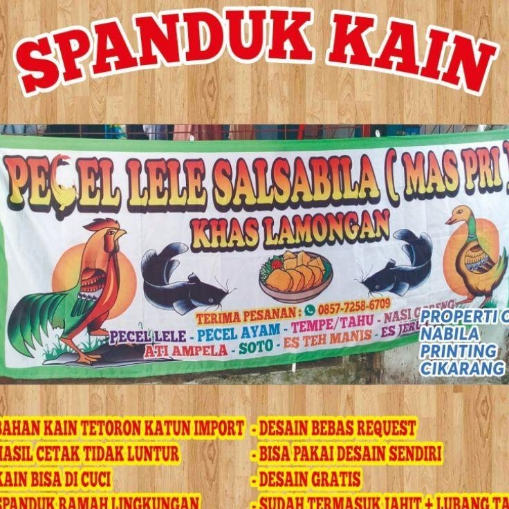 Spanduk Kain Pecel Lele / Lalapan / Sari Laut / Seafood / Soto  / Nasi Goreng/ Nasi Bebek / Sate / A