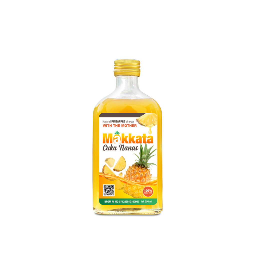 

Cuka Nanas Makkata 250ml Kemasanan Botol Kaca Pineapple Cider Venigar Halal Organic Bpom