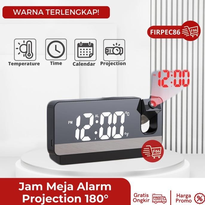 

jam Meja Unik Proyektor Desk Clock LED Digital Alarm Projection 180 TD