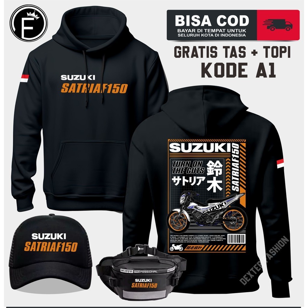 SWEATER SUZUKI SATRIA 150 GRATIS TOPI DAN TAS