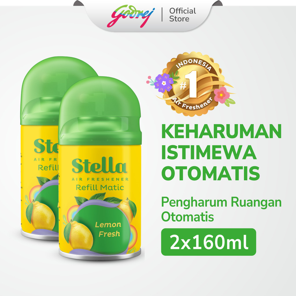 Stella Refill Matic Lemon Fresh 2x 160ml - Refill Pengharum Ruangan Otomatis