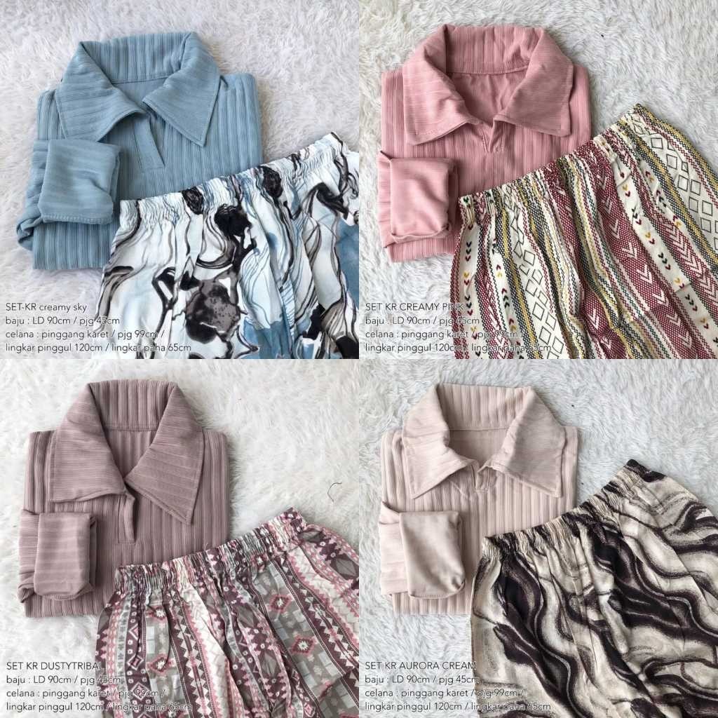 Setelan Wanita Baju Wanita Fashion Wanita Stelan Celana Wanita Motif / Polos Baju Setelan Secelan Se