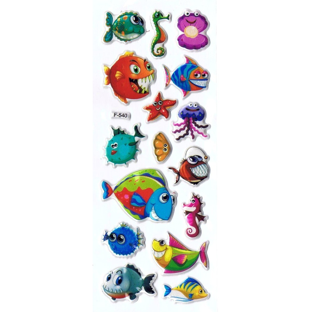 

SK525 Sticker Stiker Penghargaan Motivasi Anak Foam Emboss Fish Ikan Sea