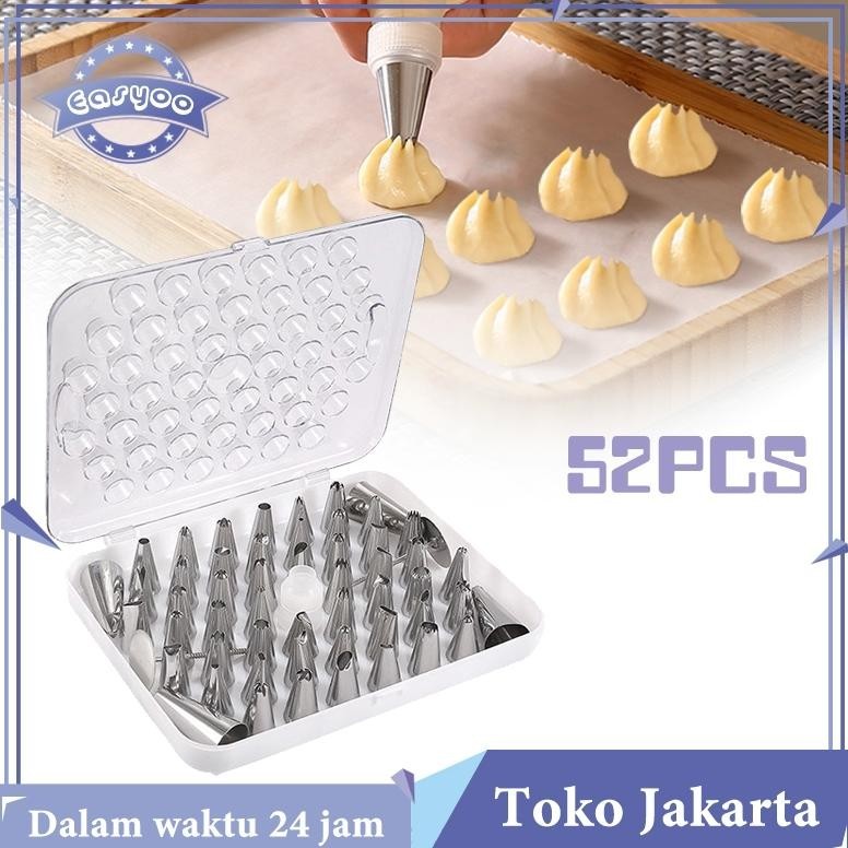 Isi 52 Spuit Kue Semprit Set Spuit Butter Cream Spuit Cetakan Kue Dekorasi