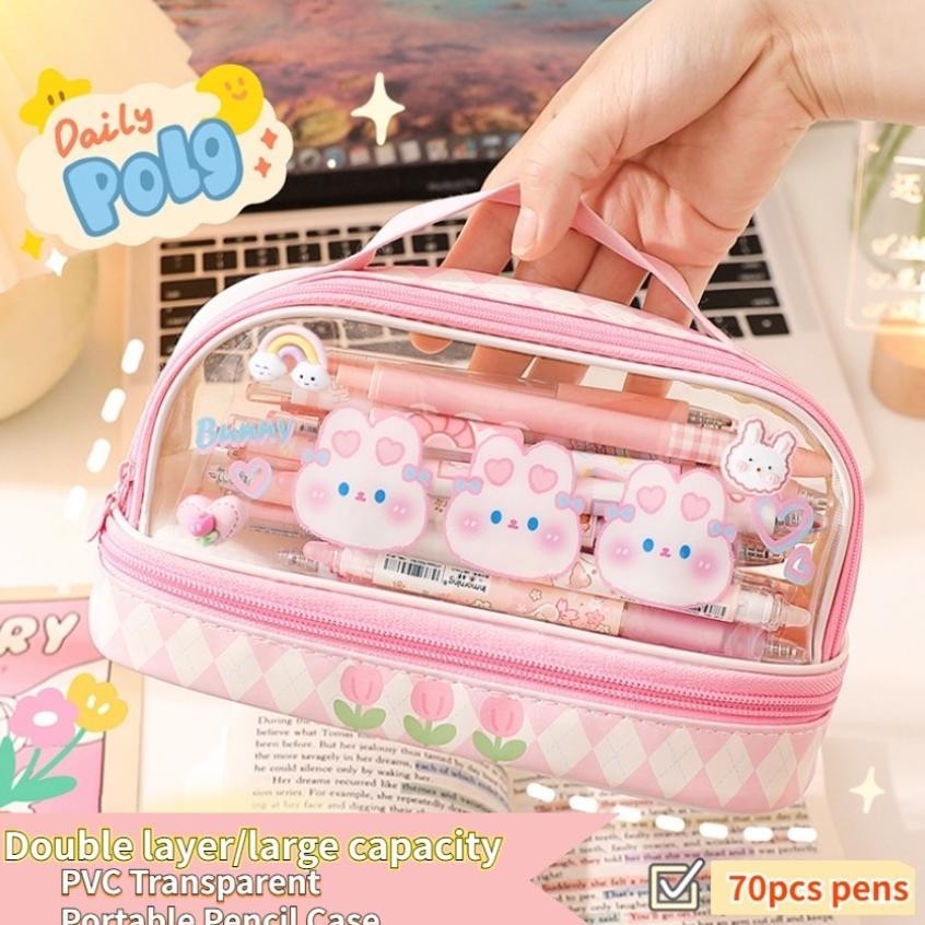 

8.8 Kartun Baru Kapasitas Pen Bag Storage Bag Untuk Mahasiswa Sma Junior Portable Cute Simple Stationery Box 8.8