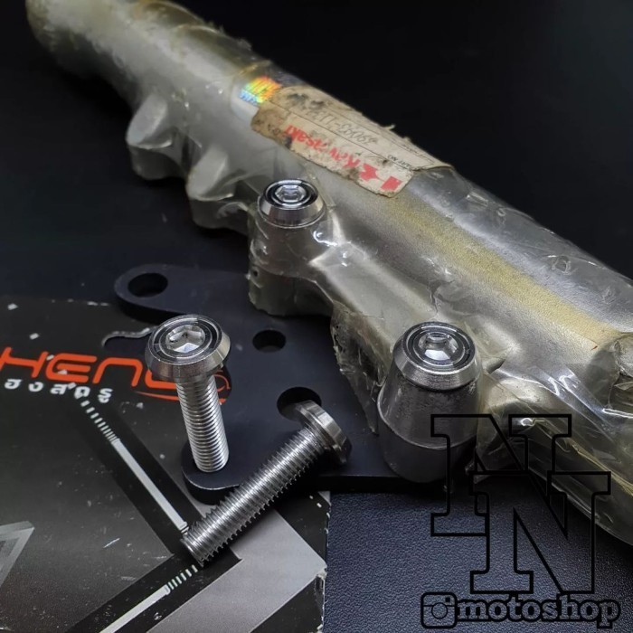 BERMUTU probolt stainless baut breket kaliper depan ninja R ninja SS ninja RR