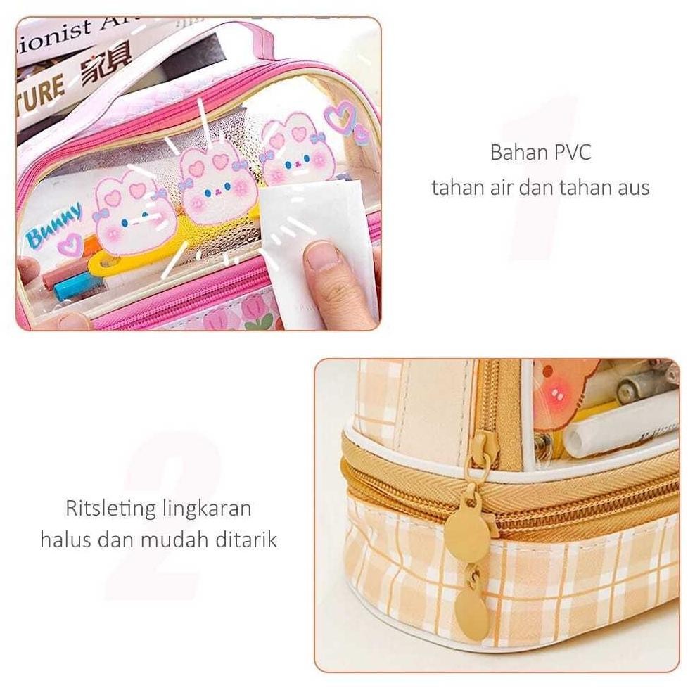 

( zwq ) K010 Kotak Pensil Transparan Terbaru / Tas Pensil Kartun Yang Lucu / Pencil Case Kapasitas Besar / Tempat Pensil Anak