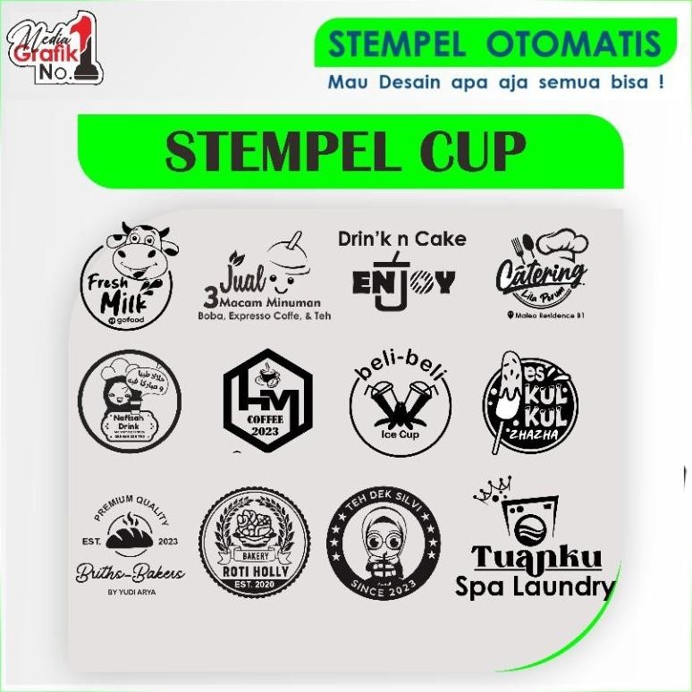 

COD Stempel Cup Gelas / Stenpel Cangkir / Stampel Minuman Atau Makanan Media Plastik Free Desain Custom