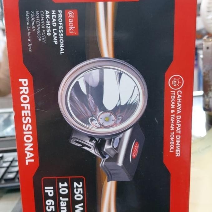 New | Bagus Senter Kepala Aoki Led Super Terang Ak-H250 Cahaya Putih Kuning 250W
