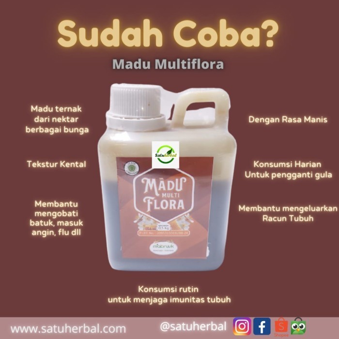 

madu Multi Flora multiflora mabruuk asli murni kemasan 500 gram