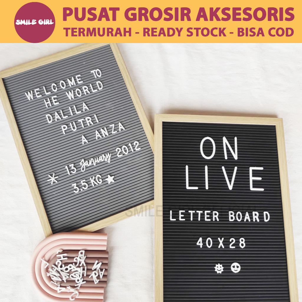 

SG PUSAT GROSIR 40 PCS - Papan Nama Bayi Size 40x28cm / Letter Board Kekinian Sudah Include Huruf