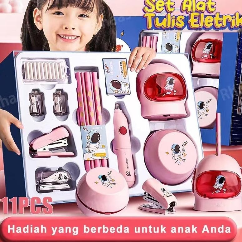 

CXV-38 AOYING Electric Stationery Set / Set Alat Tulis Elektrik Rautan Penghapus Vacuum Pensil 11 In 1 Pink Biru Berkualitas