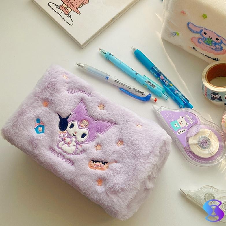

FE24 Ins lucu Kulomi kotak pensil /Tas makeup/tas kosmetik persegi kapasitas besar-Suning Mall Original