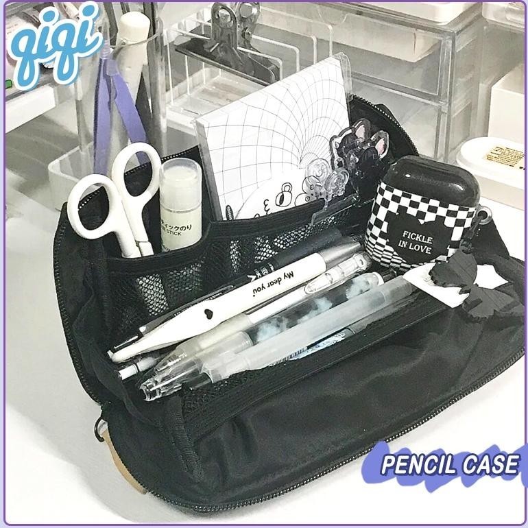 

hj-77 Kotak pensil hitam/Pencil Case/Tempat Pensil Warna Hitam Berlapis Kapasitas Besar - Qiqi Treasure Berkualitas