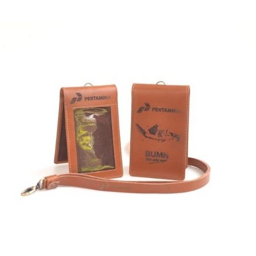 

Name Tag Id Card Holder Logo Pertana Cokelat Kulit