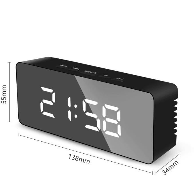 

Jam Meja Jam Weker Mirror Alarm Digital + Temperature TS-S69 Black BS88